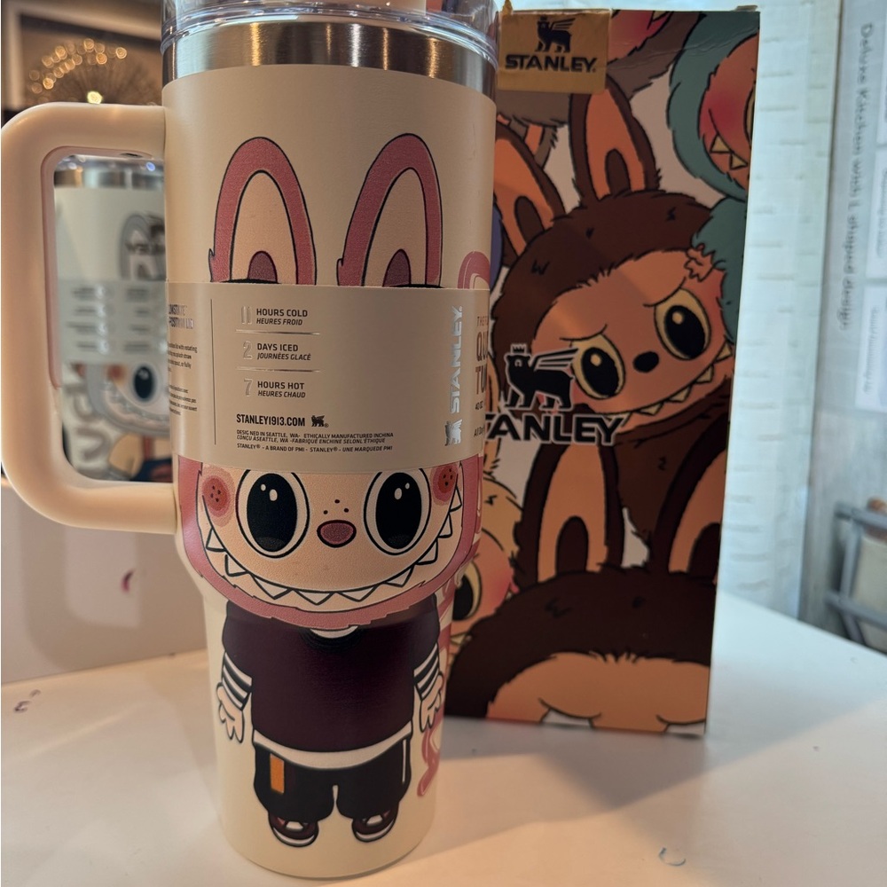 Stanley Cream Tumbler with Adorable Cartoon Design 40oz